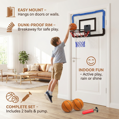 Mini Basketball Hoop for Kids – Wall & Door Mount Set