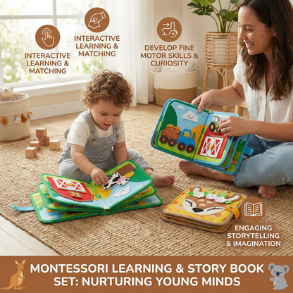 3-Piece Montessori Learning & Story Book Set for Kids