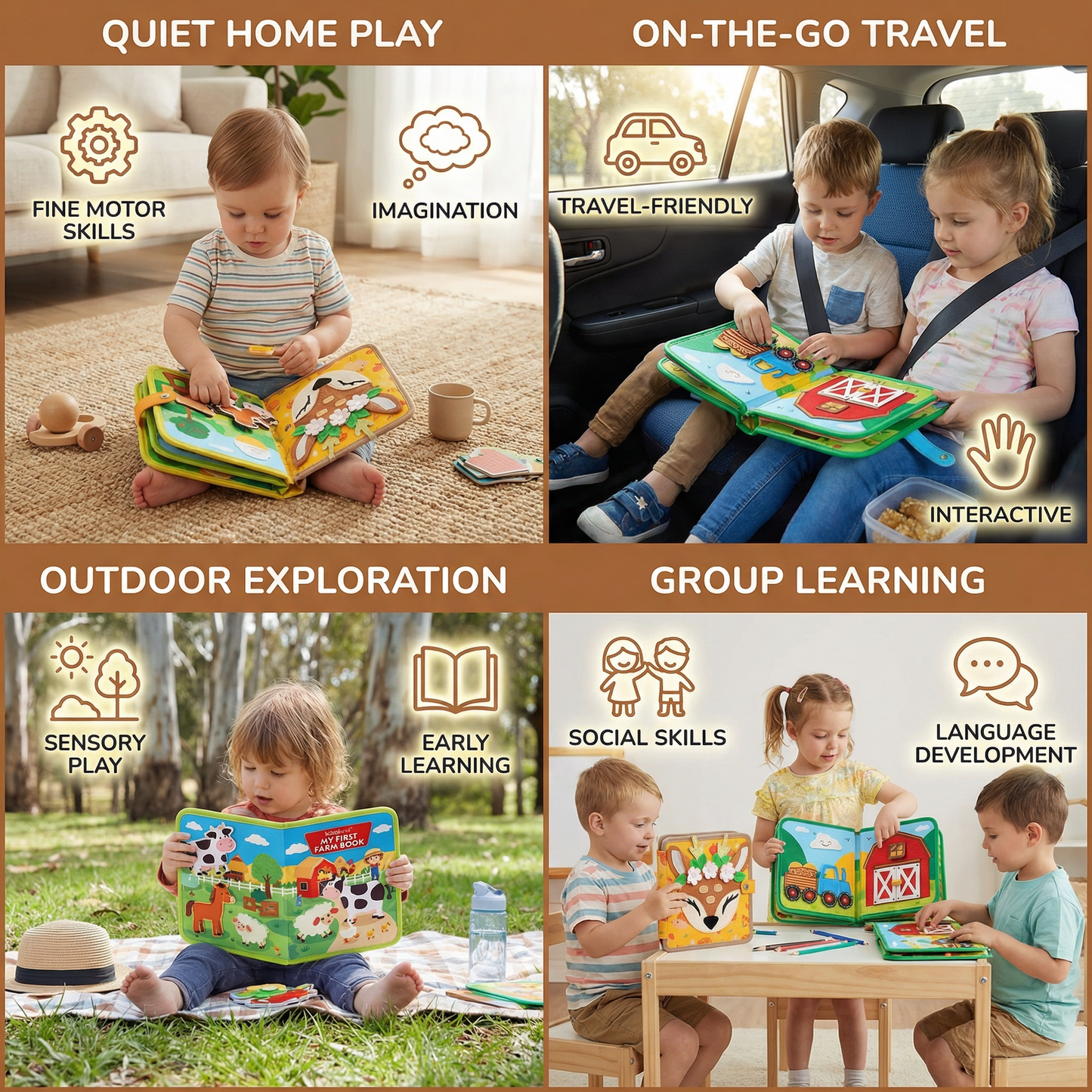 3-Piece Montessori Learning & Story Book Set for Kids