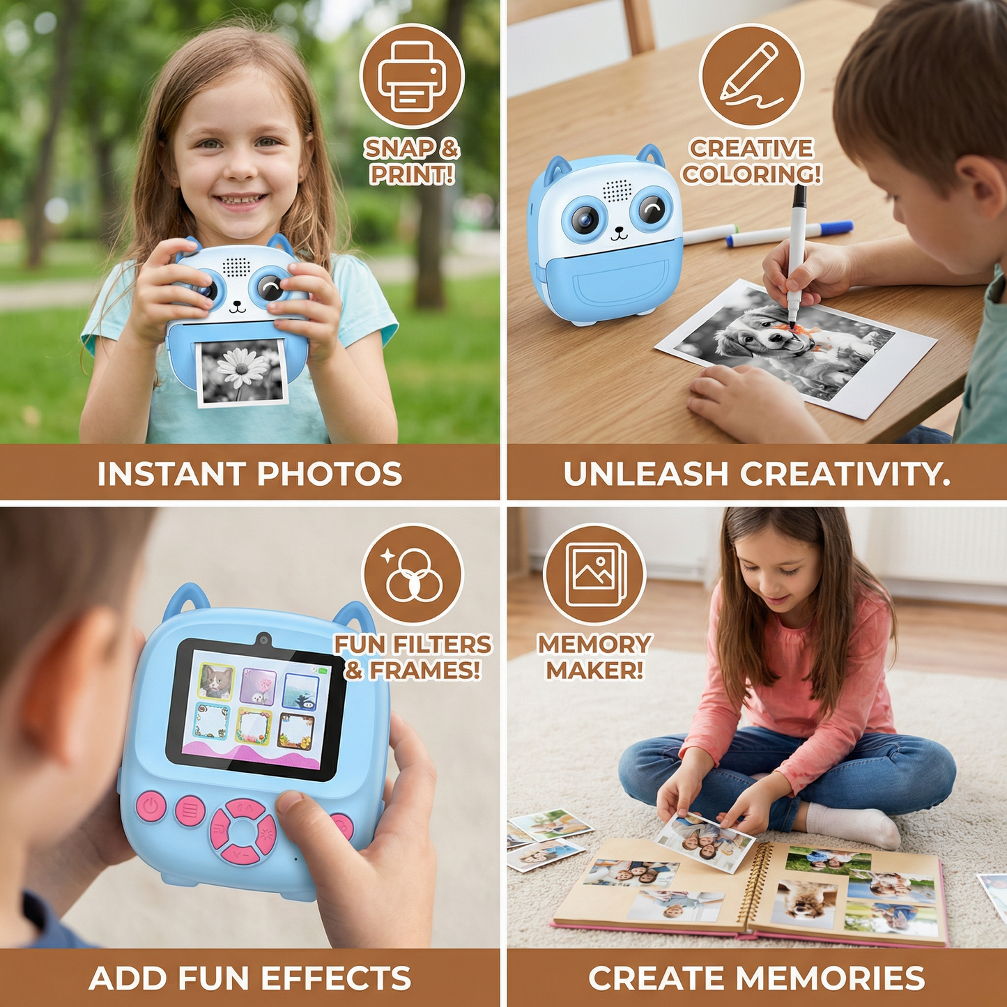Kids Instant Print Camera – Mini HD Digital Camera with Built-in Printer