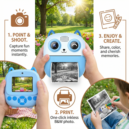 Kids Instant Print Camera – Mini HD Digital Camera with Built-in Printer