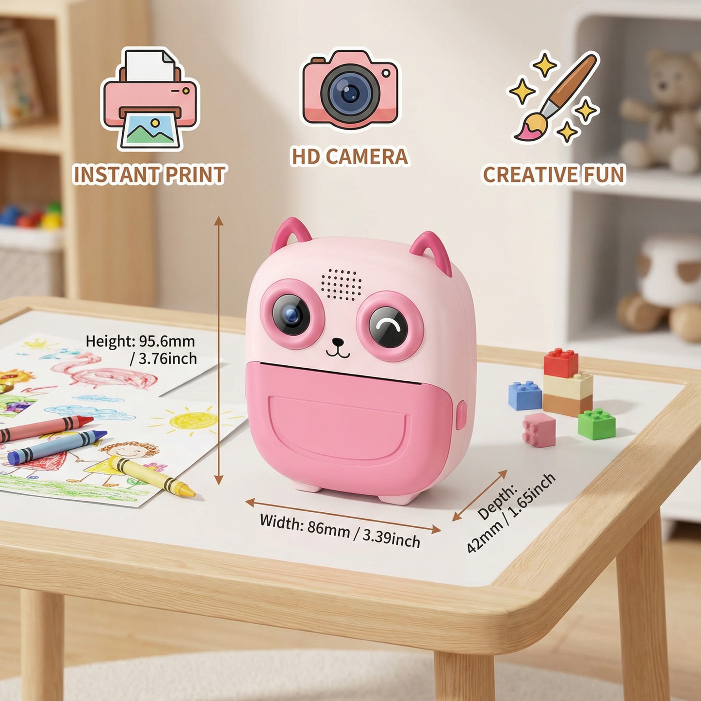 Kids Instant Print Camera – Mini HD Digital Camera with Built-in Printer