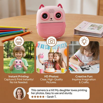 Kids Instant Print Camera – Mini HD Digital Camera with Built-in Printer