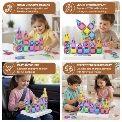 Compact Magnetic Tiles – 40-Piece Montessori Travel Set