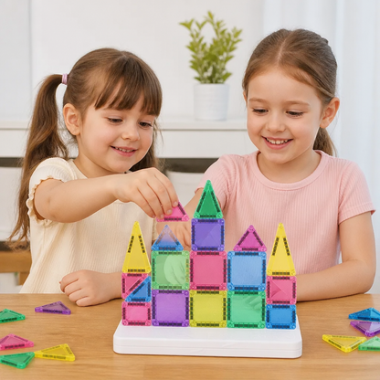 Compact Magnetic Tiles – 40-Piece Montessori Travel Set