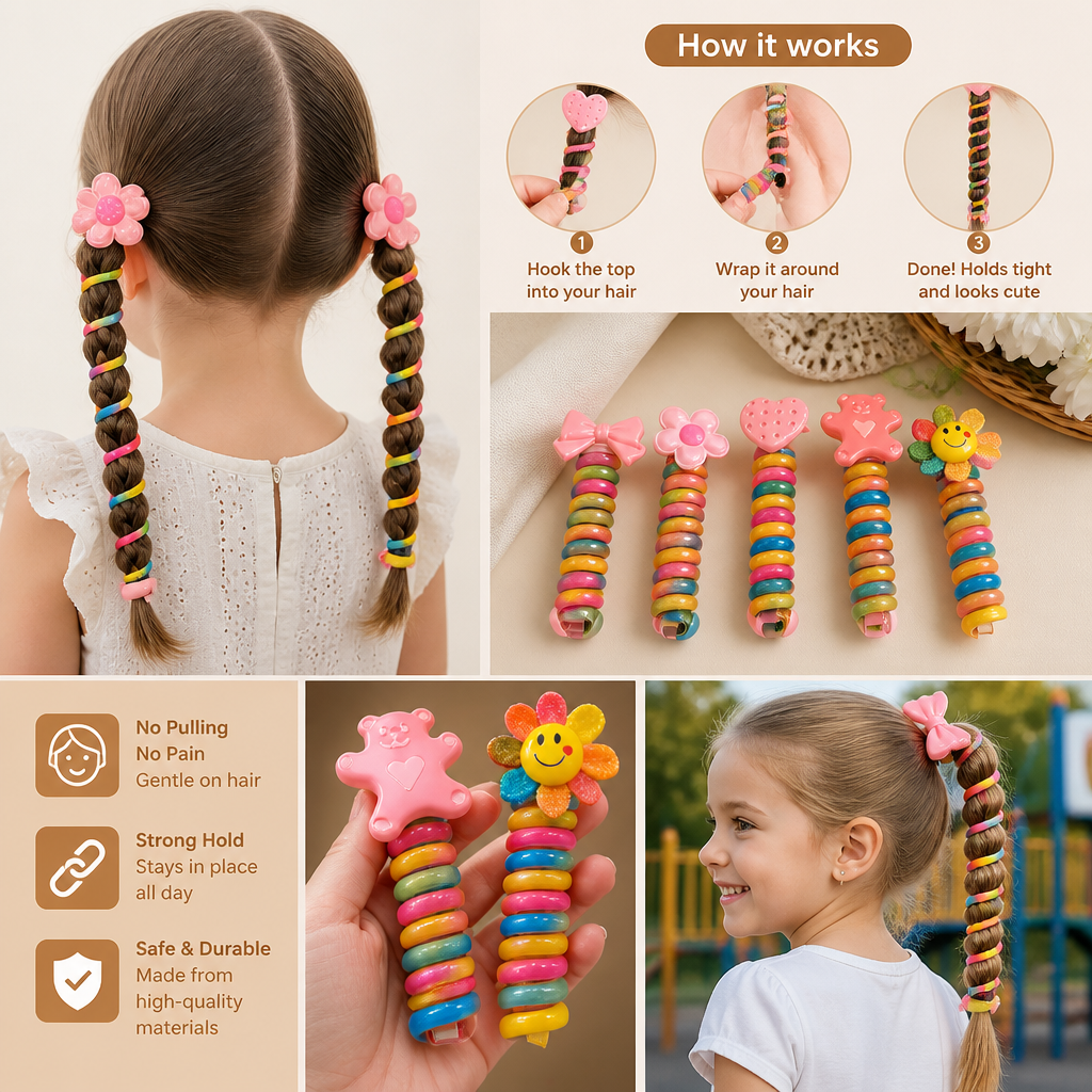 Cute Kids Spiral Hair Tie Set