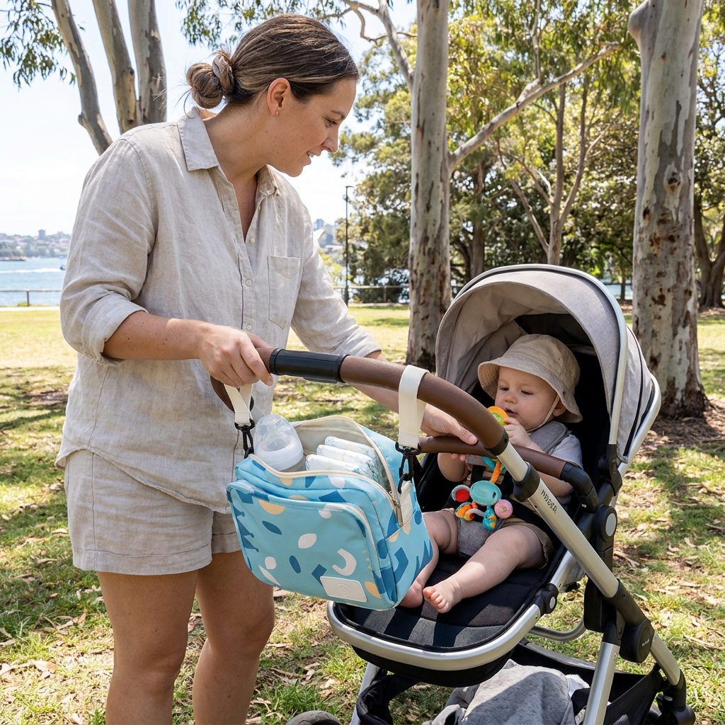 3in1 Stroller Organizer Bag – Waterproof Diaper Caddy with Insulated Pockets