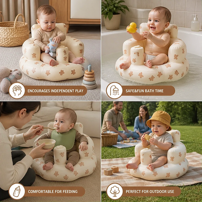 Inflatable Baby Floor Seat with Built-In Pump – Portable & Foldable