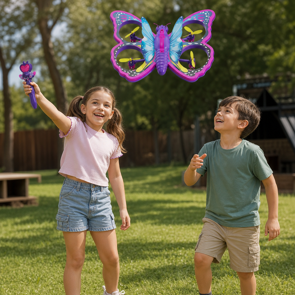 Magic Light-Up Butterfly Quadcopter Toy with Wand Control