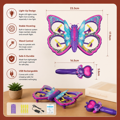 Magic Light-Up Butterfly Quadcopter Toy with Wand Control
