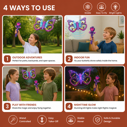 Magic Light-Up Butterfly Quadcopter Toy with Wand Control