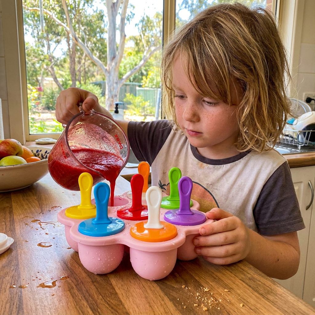 7-Piece Silicone Popsicle Mold – Reusable Ice Pop Maker for Kids