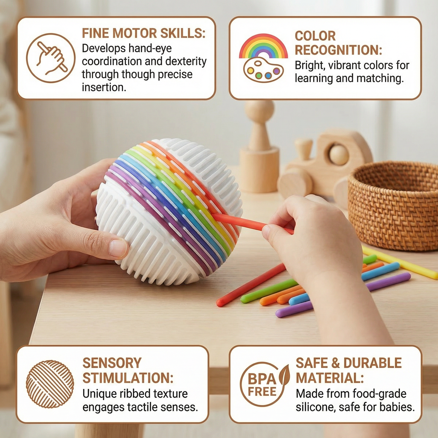 Montessori Sensory Ball – Colour Learning & Fine Motor Skills Toy