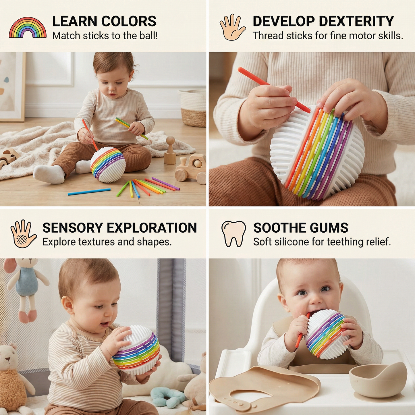 Montessori Sensory Ball – Colour Learning & Fine Motor Skills Toy