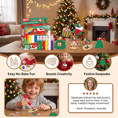 DIY Christmas No-Bake Glue Painting Ornament Craft Kit for Kids