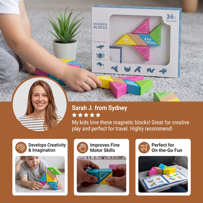 Magnetic Wooden Geometry  Puzzle Blocks