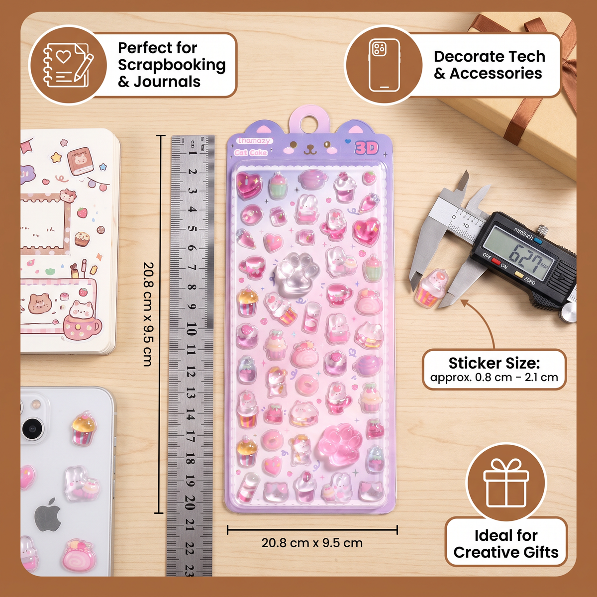3D Squishy Pet Paw Stickers – Cute Puffy Stickers for Kids