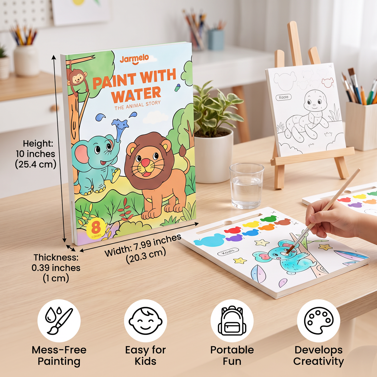 Watercolor Painting Book with Brush – Mess-Free Paint with Water Fun