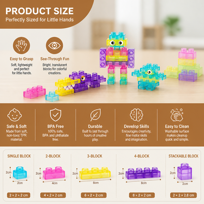Magical Gummy Blocks, Soft Building Blocks for Children