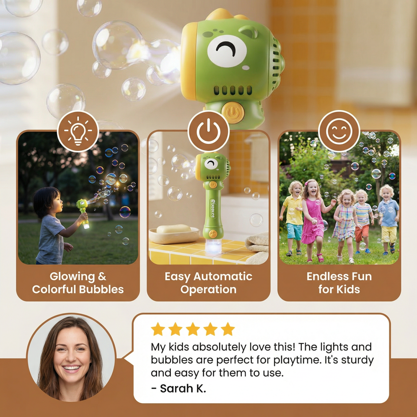 Light-Up Bubble Wand for Kids – Automatic Bubble Maker