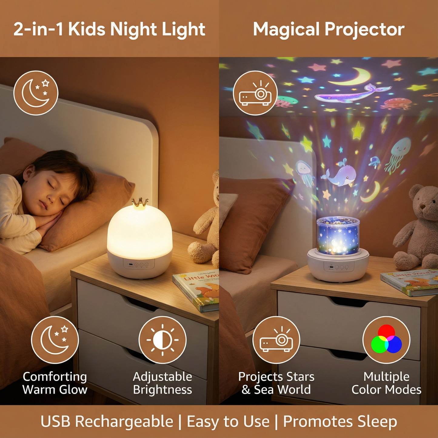 2-in-1 Kids Night Light and Projector