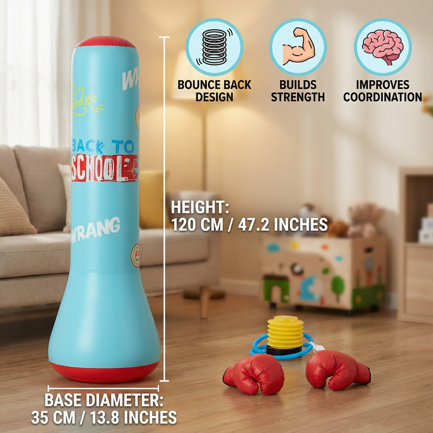 Inflatable Kids Boxing Bag with Water Base