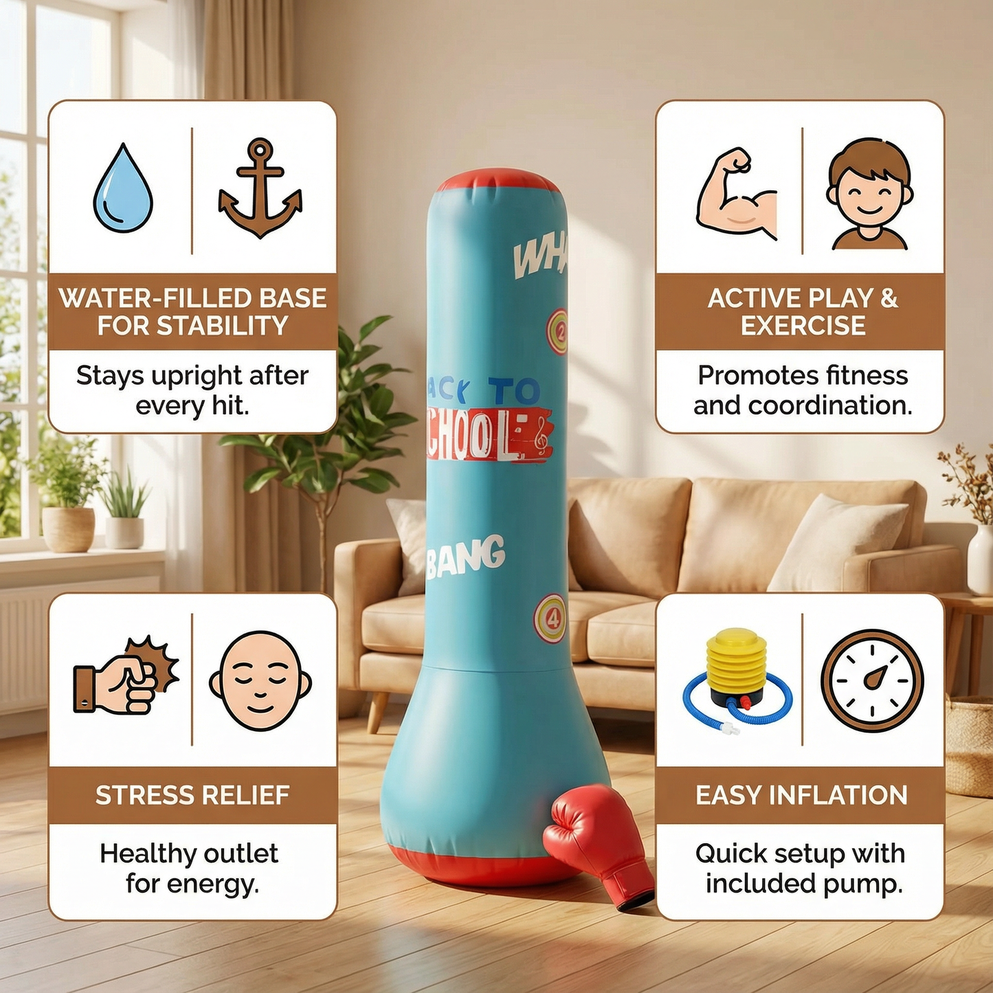 Inflatable Kids Boxing Bag with Water Base