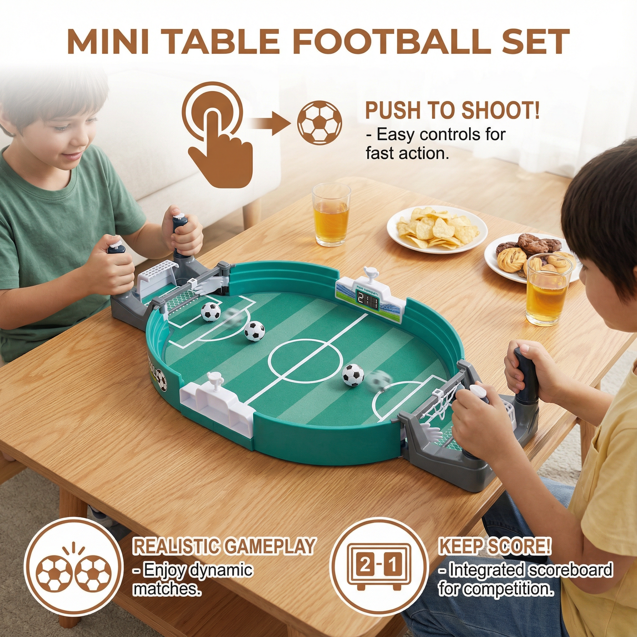 Mini Table Football Set with Scoreboard for Home Play