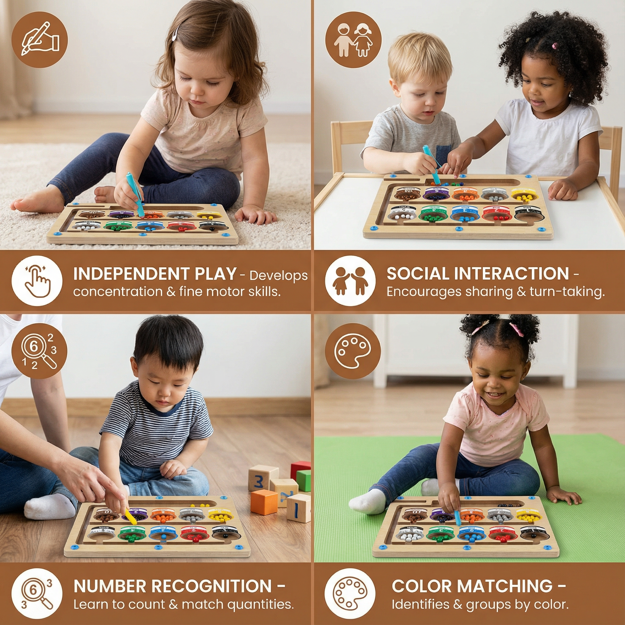 Montessori Magnetic Maze with Colorful Beads for Fine Motor Skills