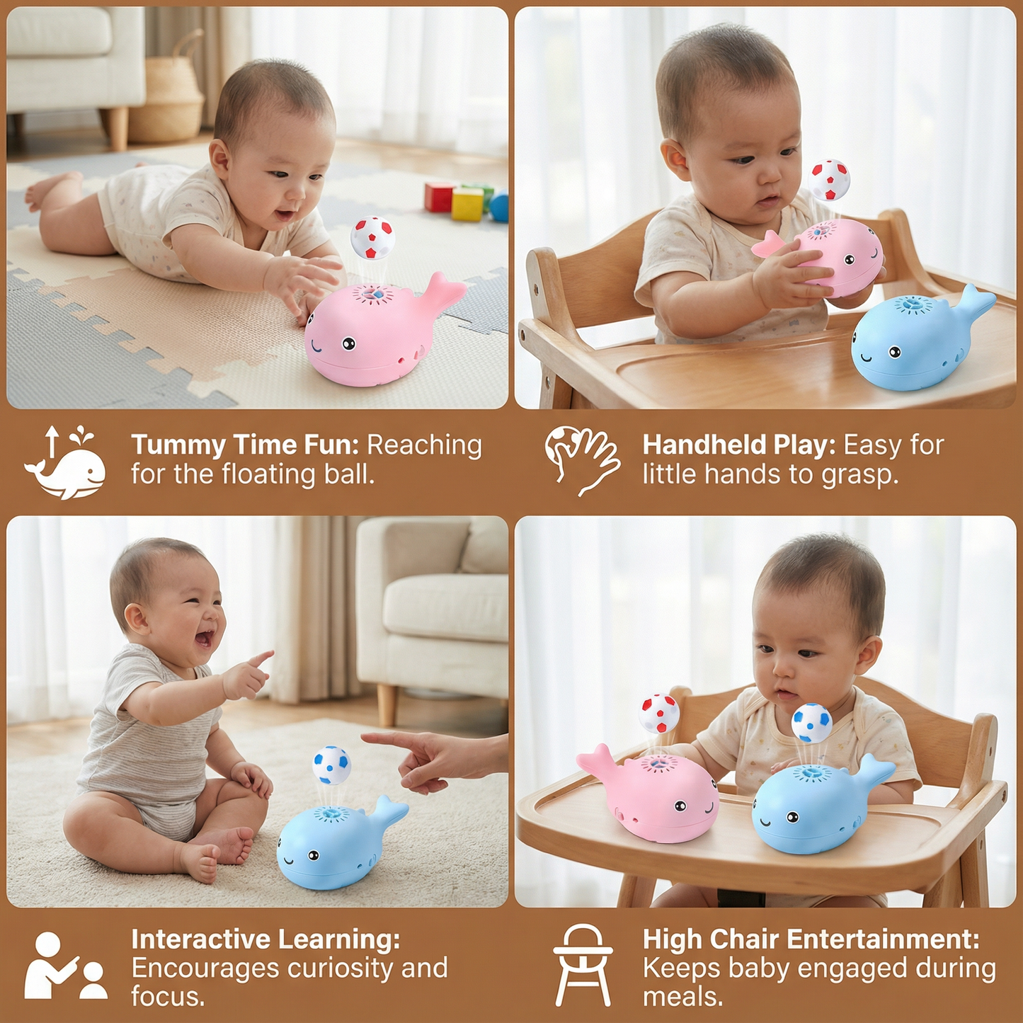 Whale Toy with Floating Ball