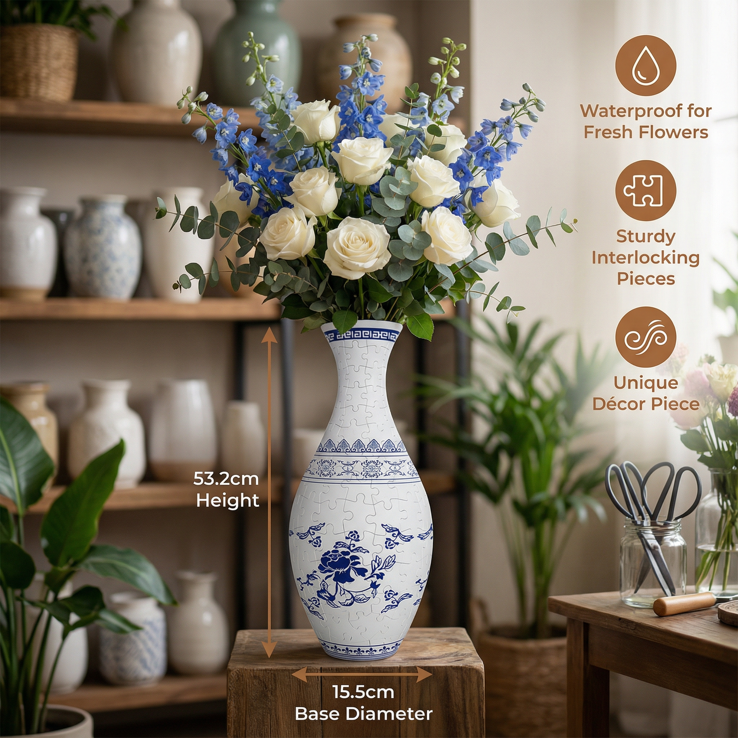Elegant 3D Puzzle Vase – Suitable for Fresh Flowers