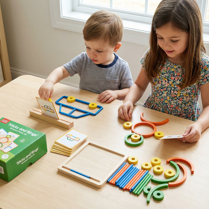 Educational Montessori Sticks and Rings Puzzle Blocks