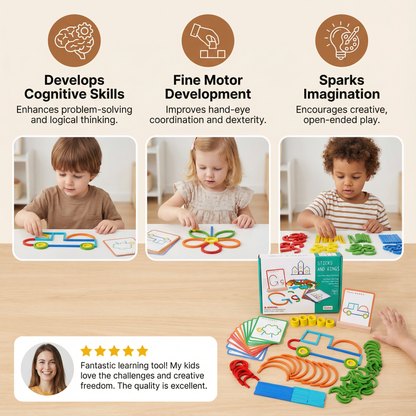 Educational Montessori Sticks and Rings Puzzle Blocks