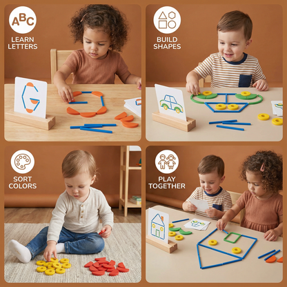 Educational Montessori Sticks and Rings Puzzle Blocks