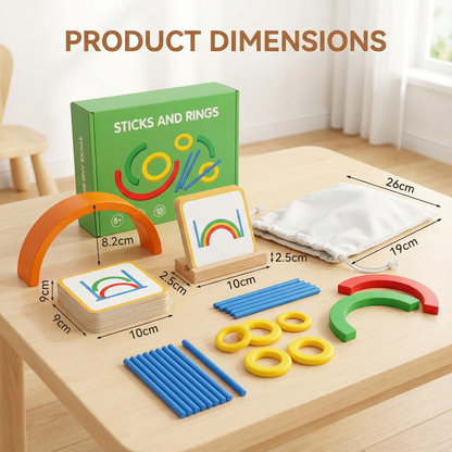 Educational Montessori Sticks and Rings Puzzle Blocks