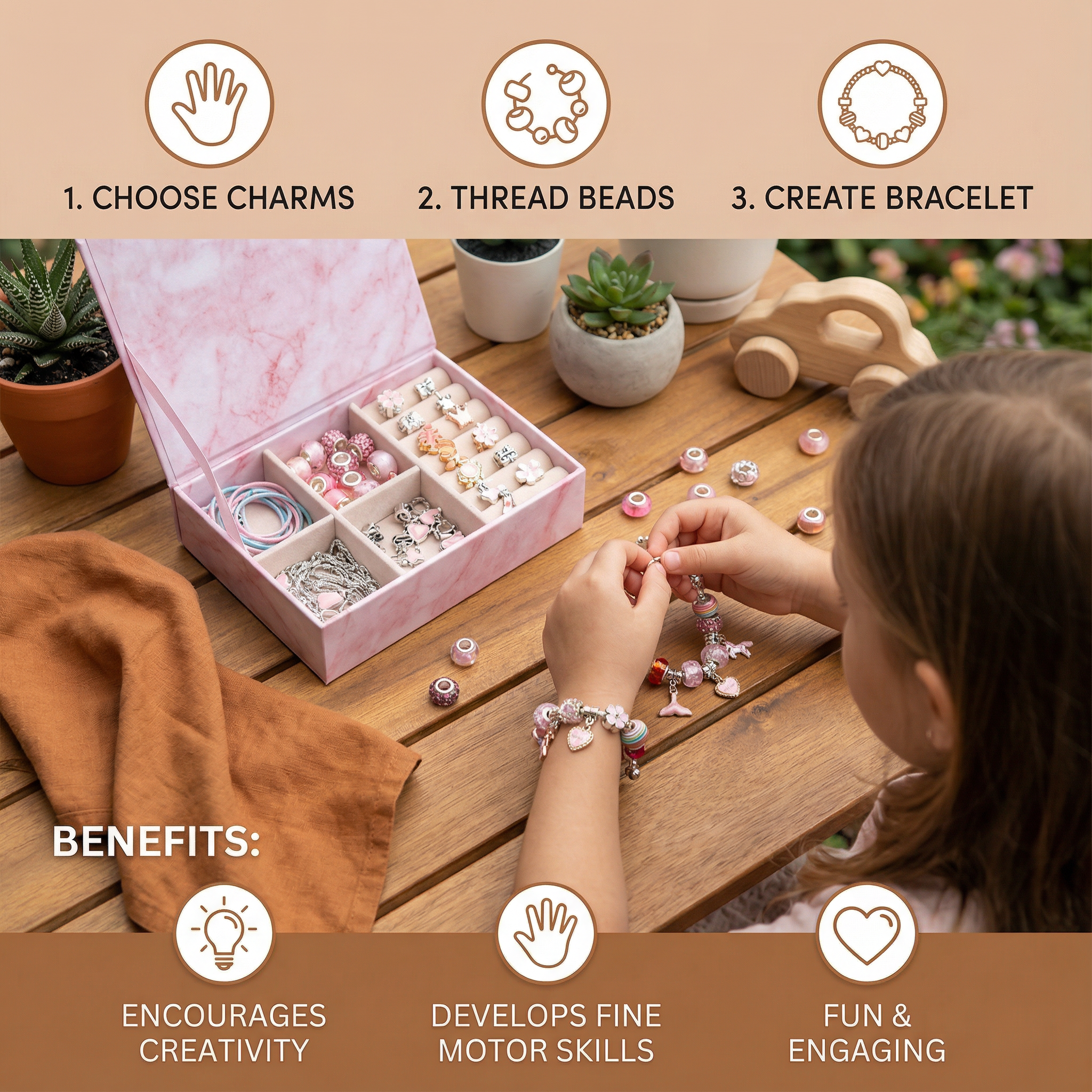 DIY Jewelry Making Kit with Beads and Strings for Creative Play
