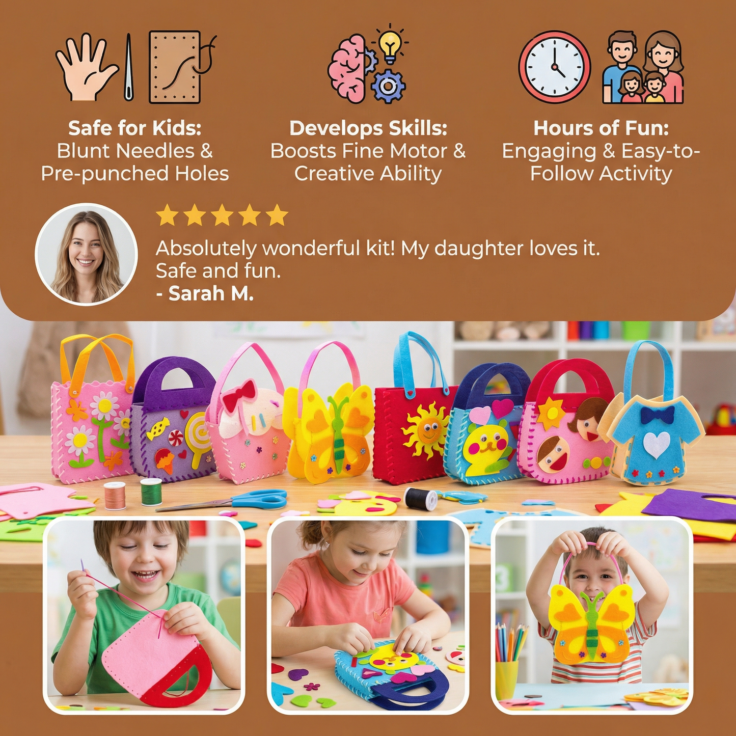 Safe Felt Bag Sewing Kit for Kids