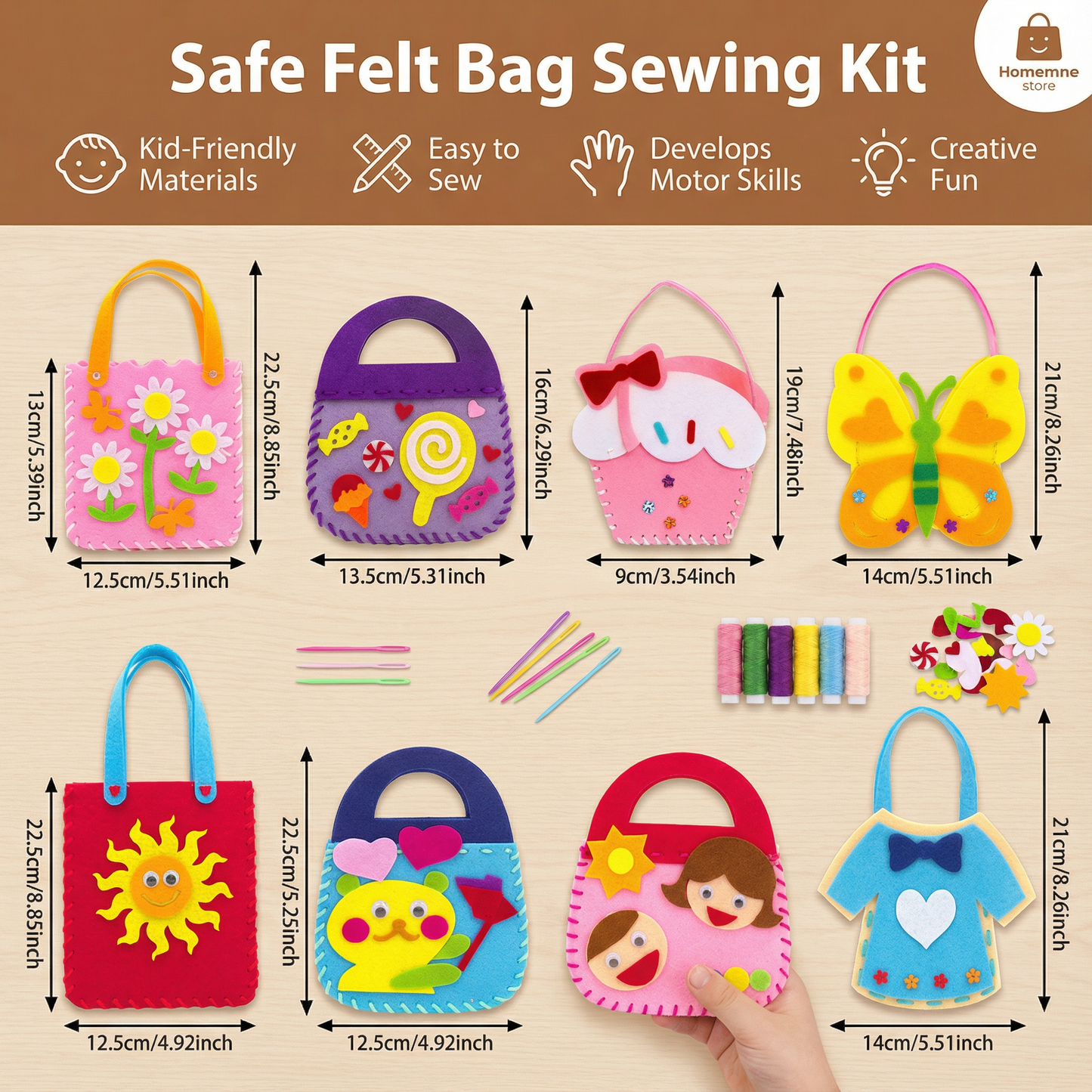 Safe Felt Bag Sewing Kit for Kids