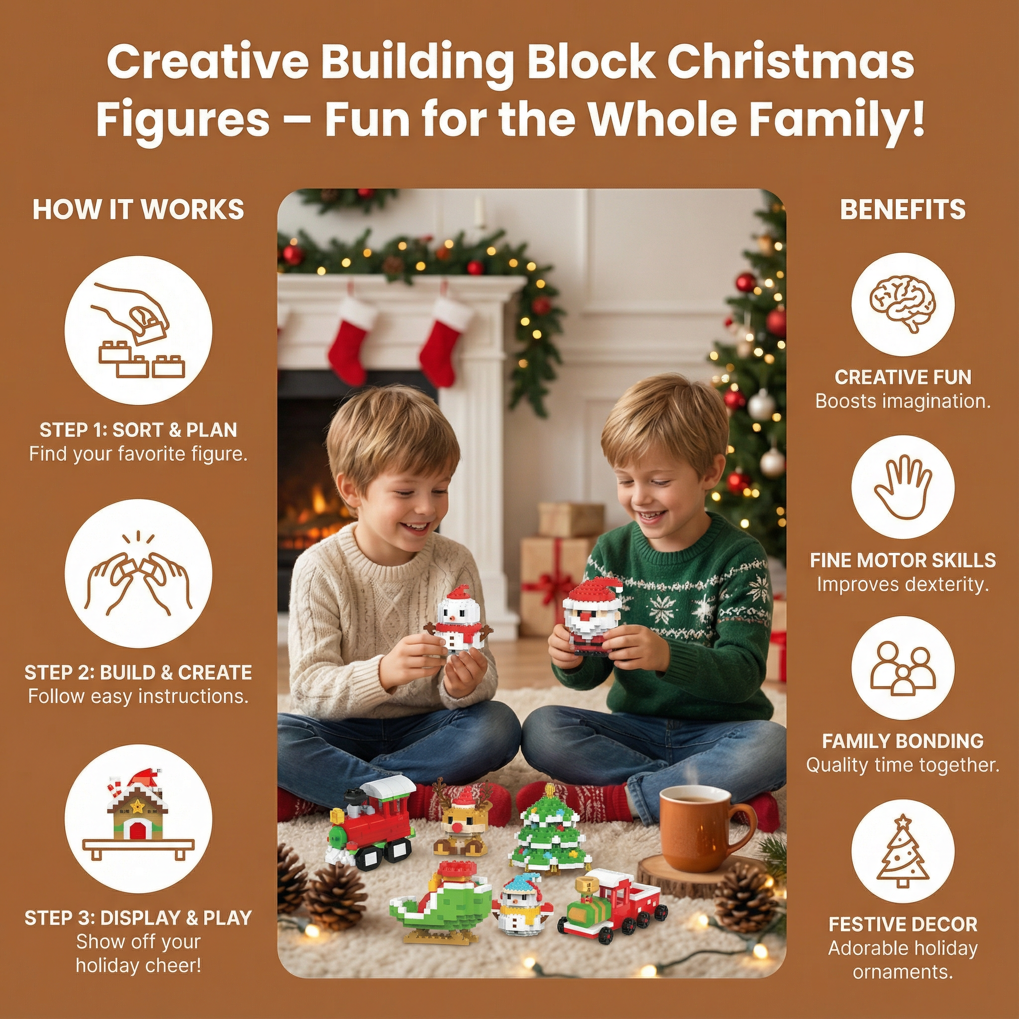 Christmas Building Block Figures to Build Yourself in Nine Festive Designs