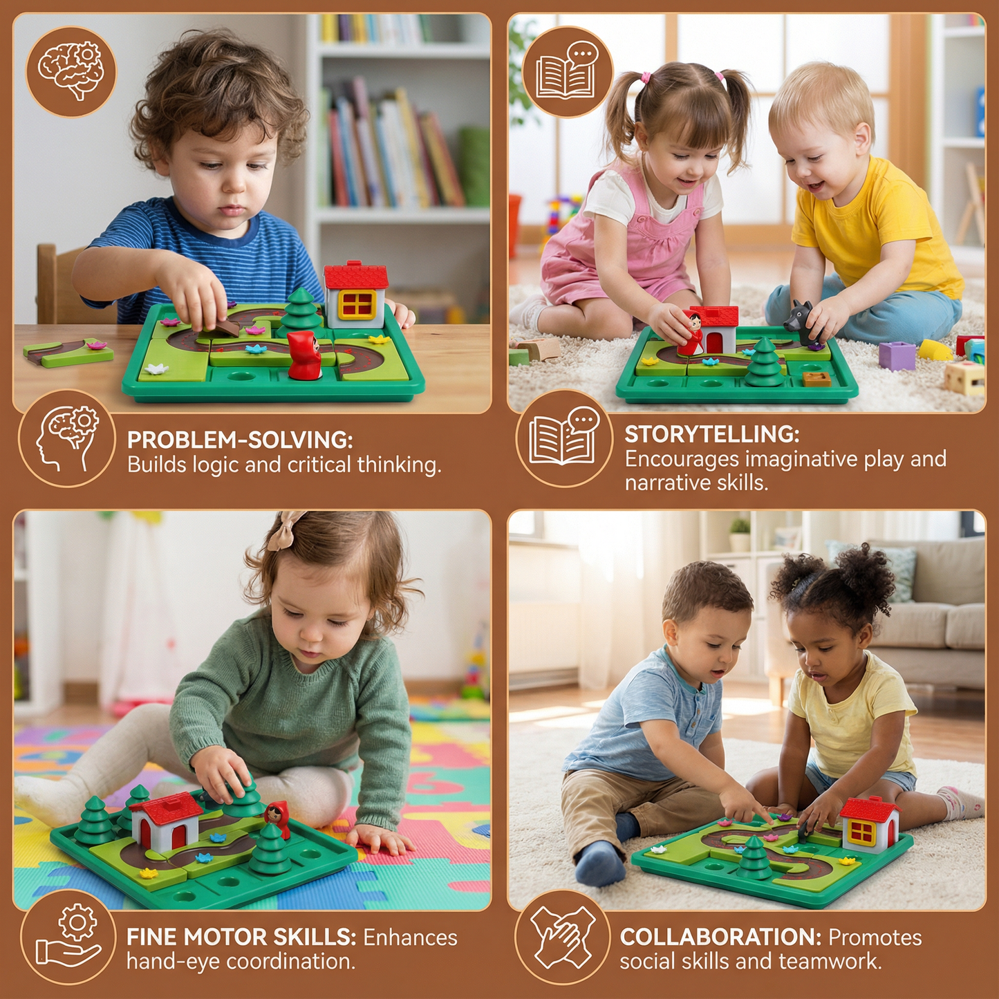 Montessori Little Red Riding Hood Puzzle and Skill Game