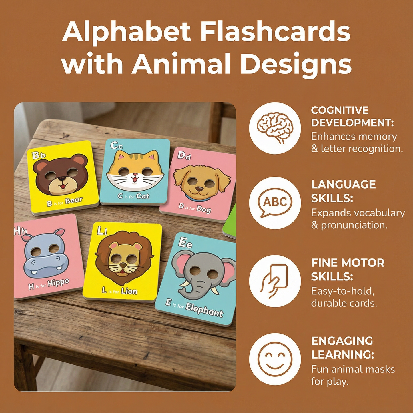 Alphabet Flashcards with Animal Designs