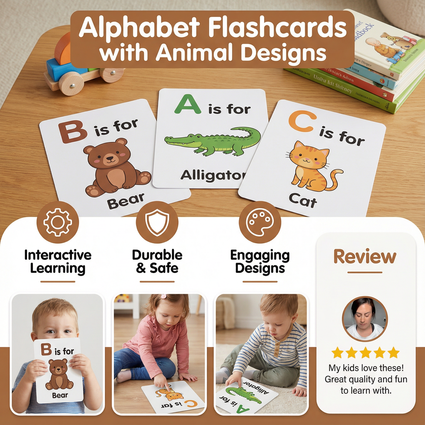 Alphabet Flashcards with Animal Designs