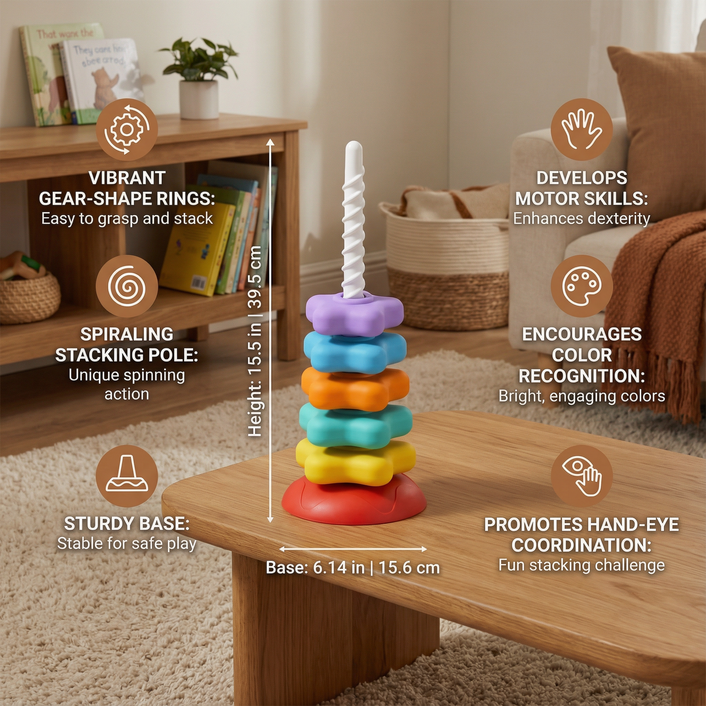 Rainbow Spin and Color Tower Toy