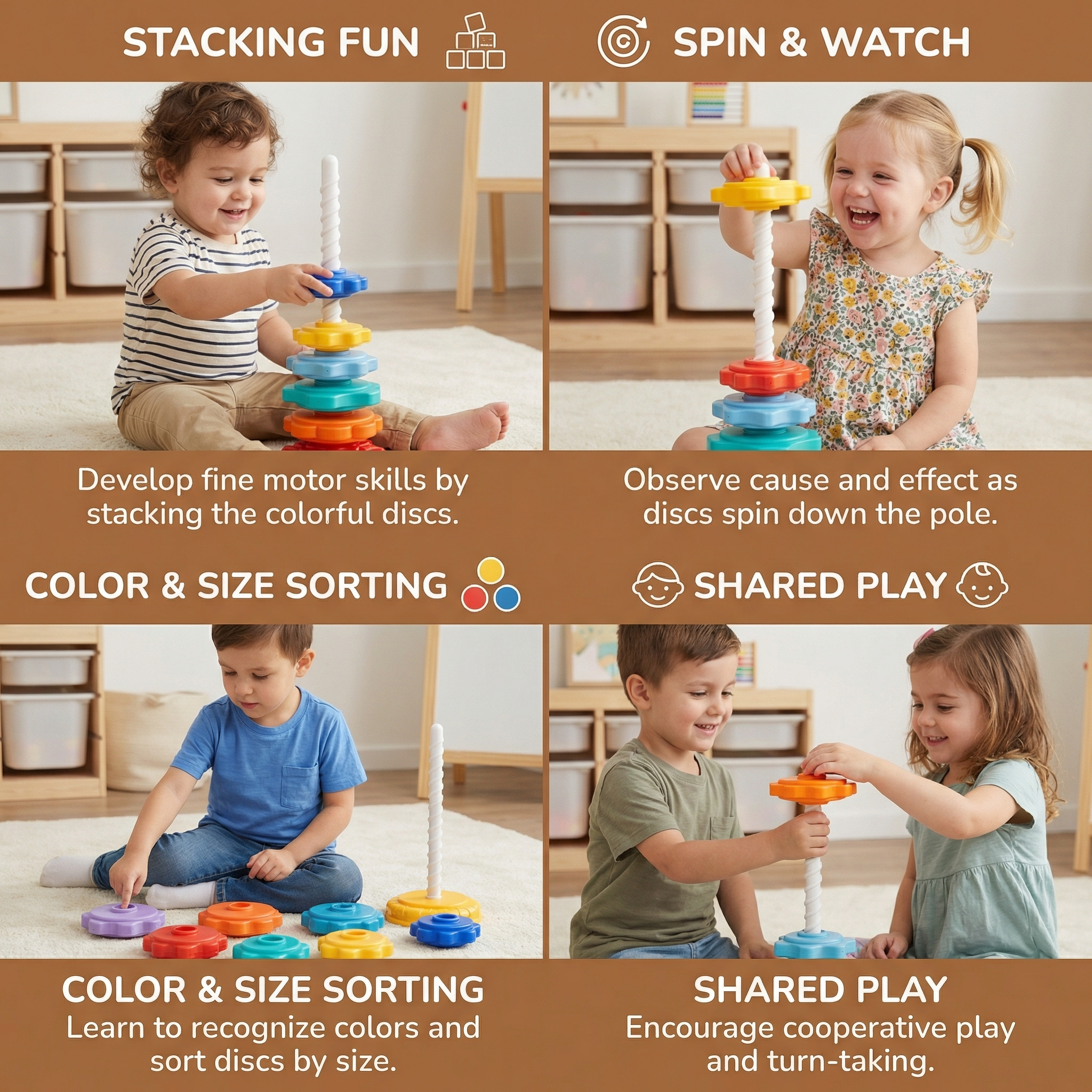 Spinning Color Learning Tower for Toddlers