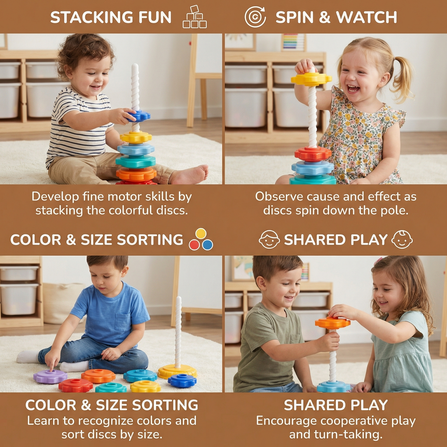 Rainbow Spin and Color Tower Toy