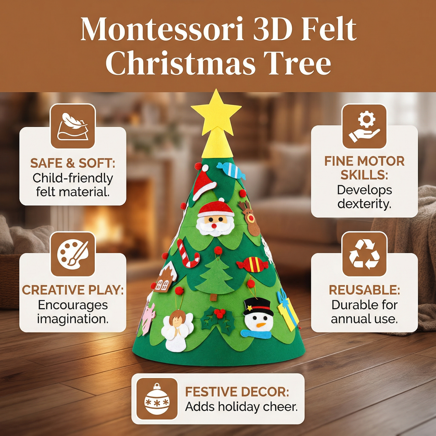 Montessori 3D Felt Christmas Tree