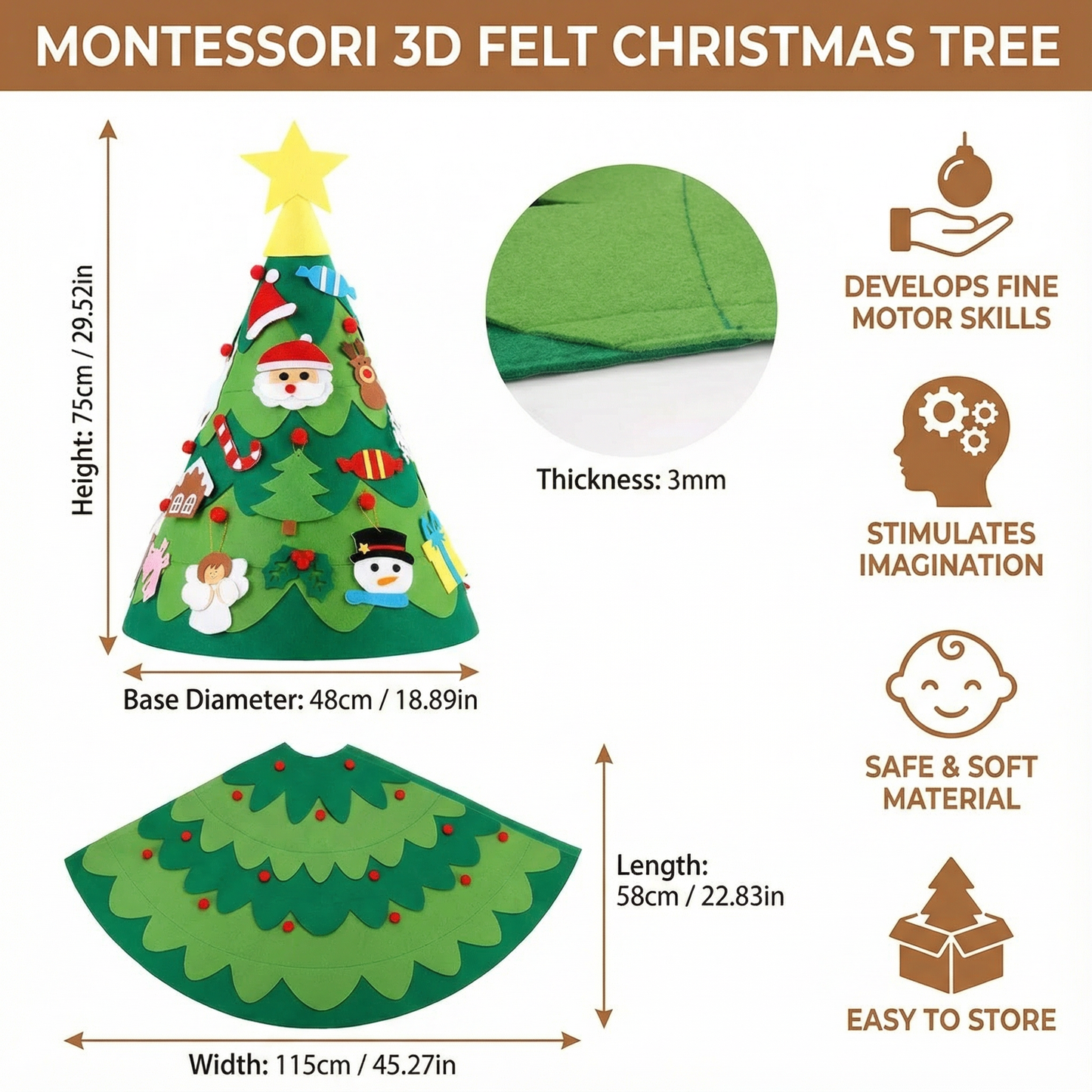 Montessori 3D Felt Christmas Tree