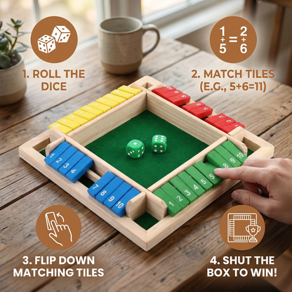 Shut The Box Family Flip Game – 4 Player Set