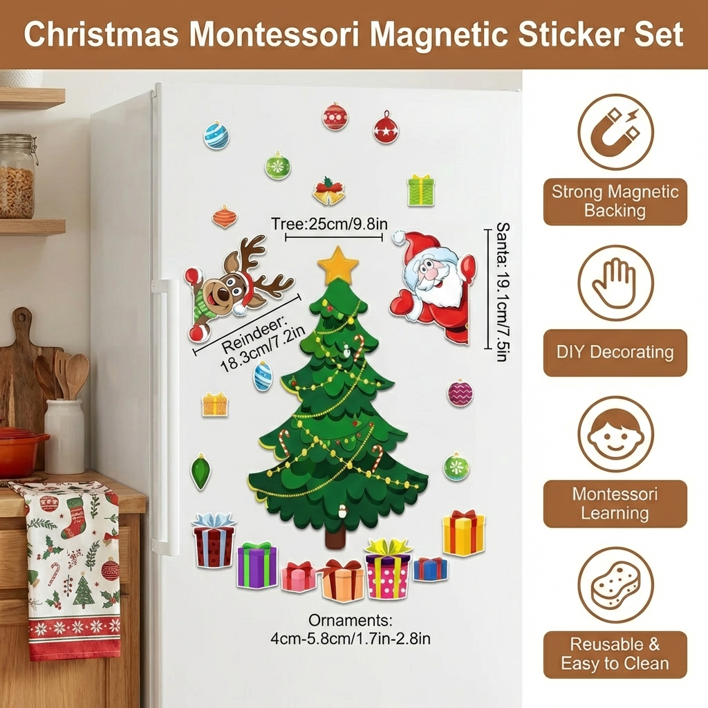 Christmas Montessori Magnetic Sticker Set for DIY Decorating
