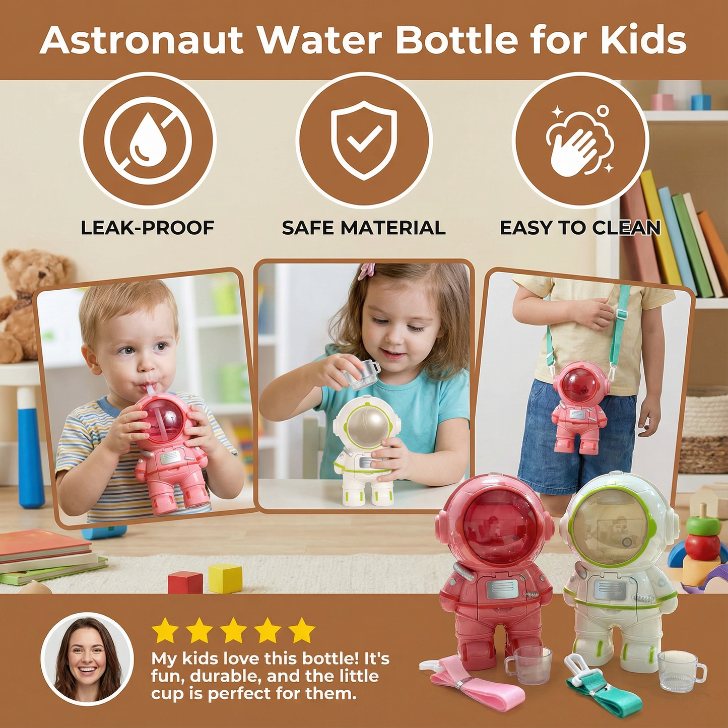 Astronaut Water Bottle for Kids